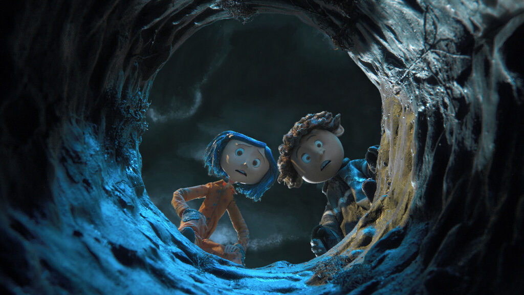 Coraline and Wybie Looking down at the Well